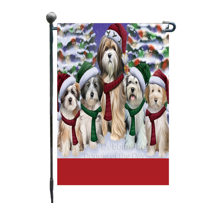 Personalized Christmas Happy Holidays Tibetan Terrier Dogs Family Portraits Custom Garden Flags GFLG-DOTD-A59154