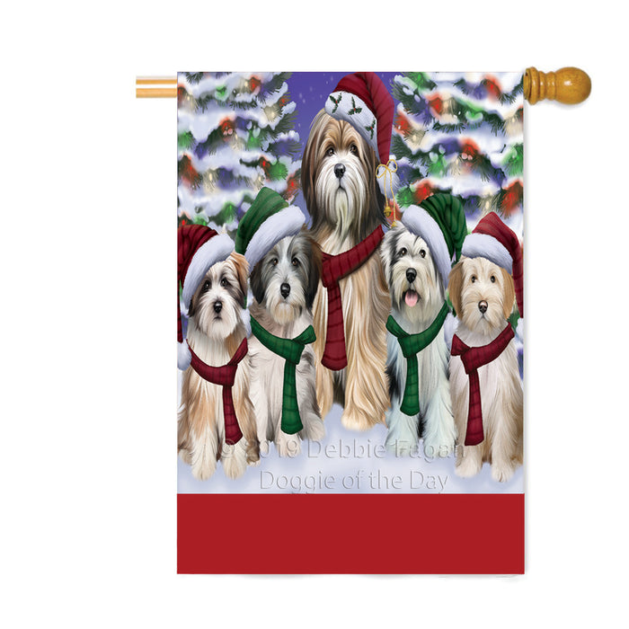 Personalized Christmas Happy Holidays Tibetan Terrier Dogs Family Portraits Custom House Flag FLG-DOTD-A59210