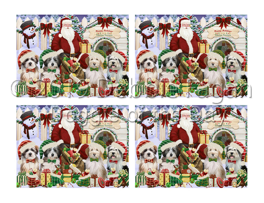 Happy Holidays Christmas Tibetan Terrier Dogs House Gathering Placemat