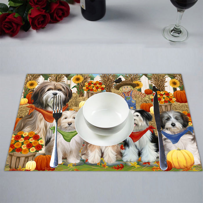 Fall Festive Harvest Time Gathering Tibetan Terrier Dogs Placemat