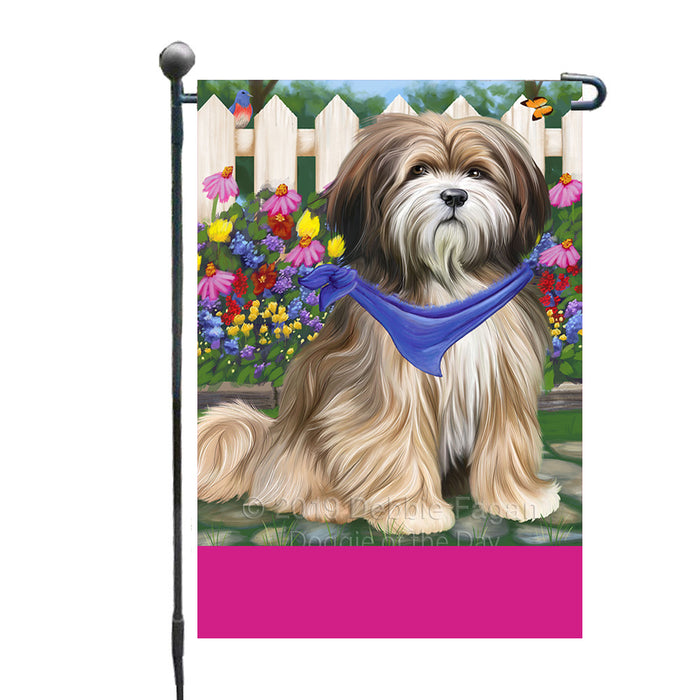 Personalized Spring Floral Tibetan Terrier Dog Custom Garden Flags GFLG-DOTD-A63019