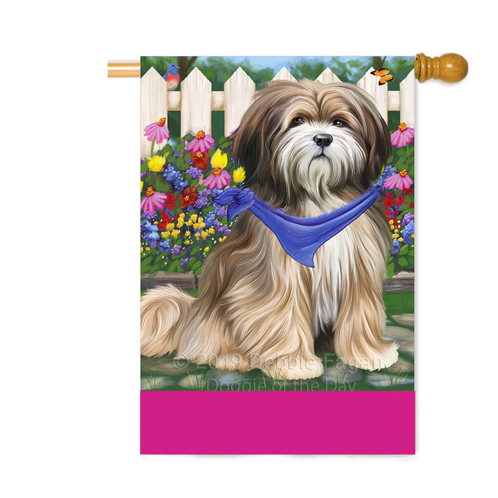 Personalized Spring Floral Tibetan Terrier Dog Custom House Flag FLG-DOTD-A63075