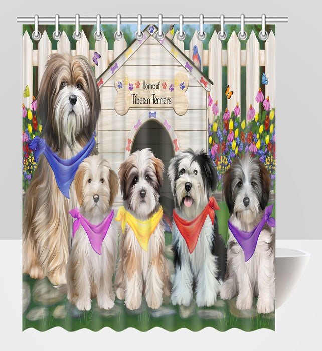 Spring Dog House Tibetan Terrier Dogs Shower Curtain