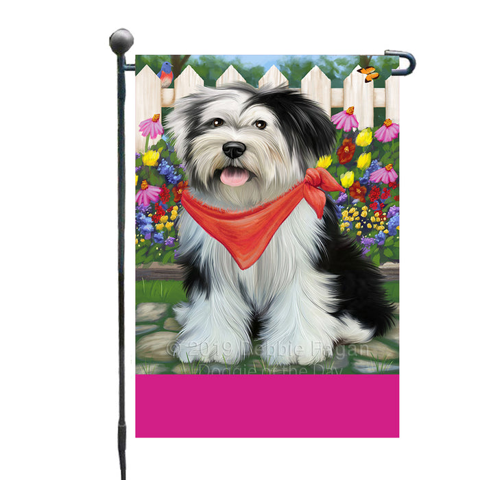 Personalized Spring Floral Tibetan Terrier Dog Custom Garden Flags GFLG-DOTD-A63021