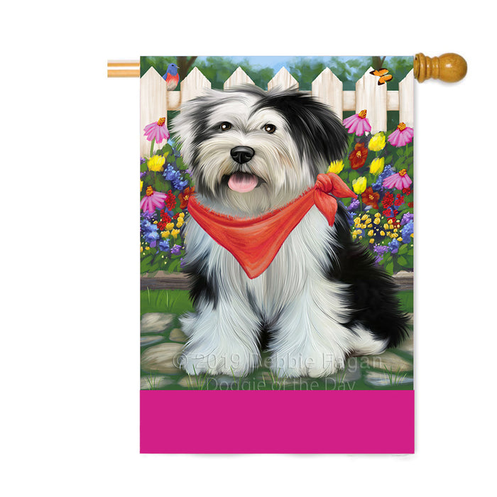 Personalized Spring Floral Tibetan Terrier Dog Custom House Flag FLG-DOTD-A63077