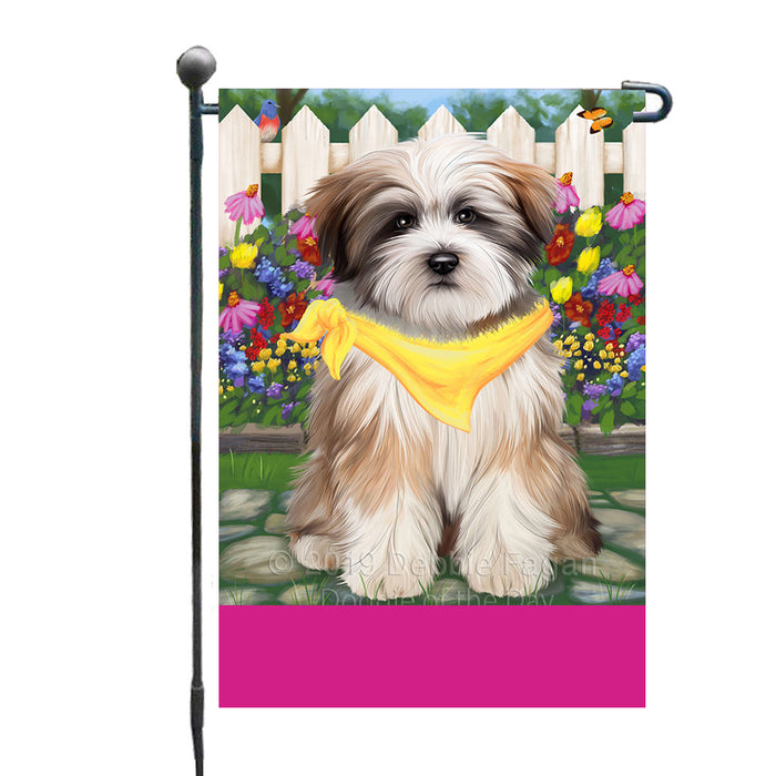 Personalized Spring Floral Tibetan Terrier Dog Custom Garden Flags GFLG-DOTD-A63022