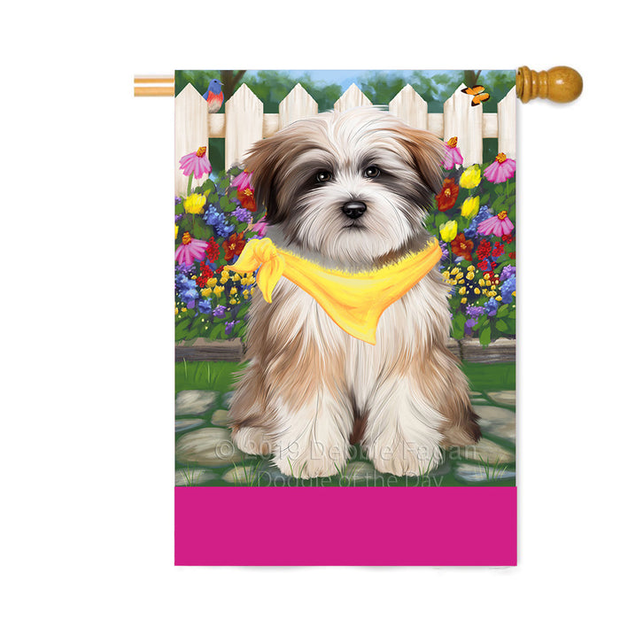 Personalized Spring Floral Tibetan Terrier Dog Custom House Flag FLG-DOTD-A63078