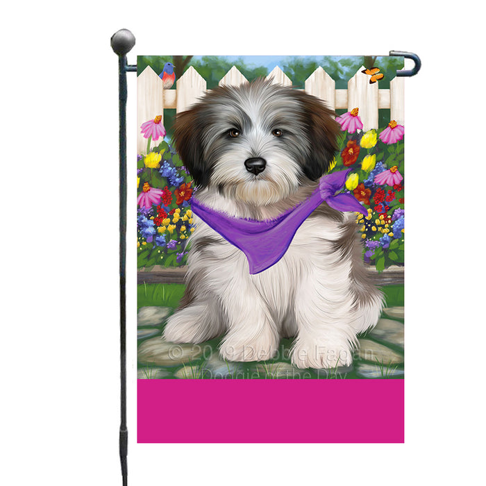 Personalized Spring Floral Tibetan Terrier Dog Custom Garden Flags GFLG-DOTD-A63023