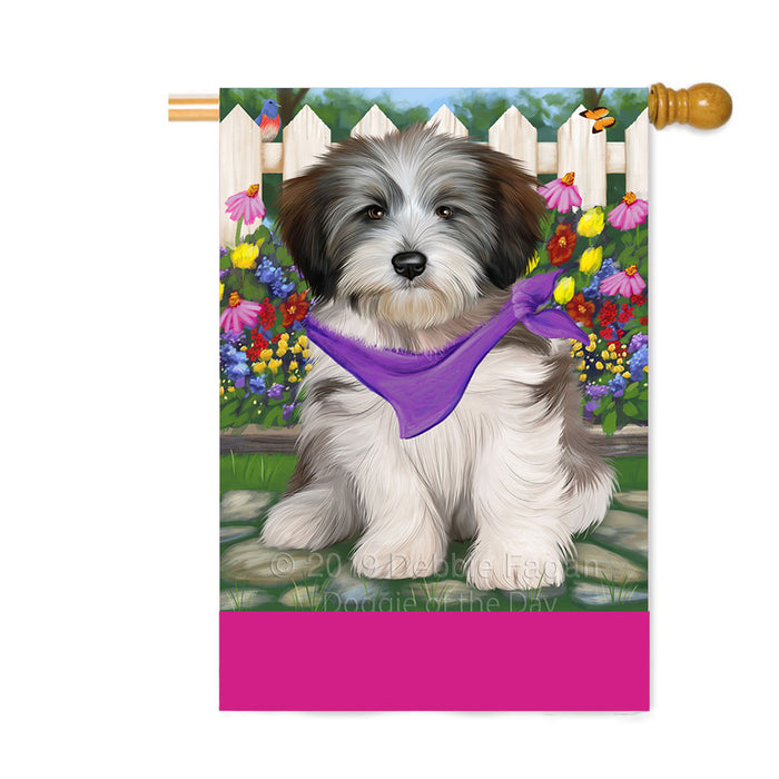 Personalized Spring Floral Tibetan Terrier Dog Custom House Flag FLG-DOTD-A63079