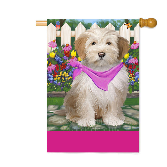 Personalized Spring Floral Tibetan Terrier Dog Custom House Flag FLG-DOTD-A63080