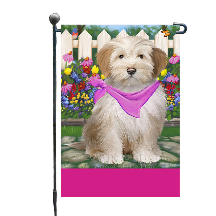 Personalized Spring Floral Tibetan Terrier Dog Custom Garden Flags GFLG-DOTD-A63024