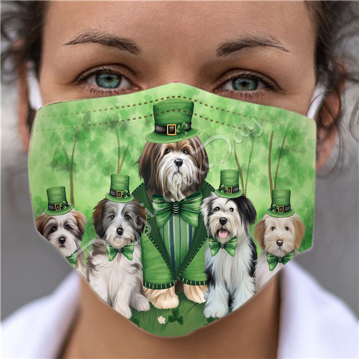 St. Patricks Day Irish Tibetan Terrier Dogs Face Mask FM50196