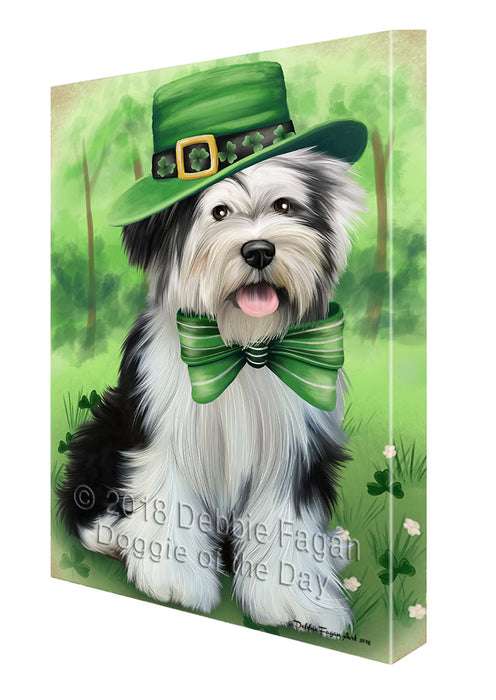 St. Patricks Day Irish Portrait Tibetan Terrier Dog Canvas Wall Art CVS59601