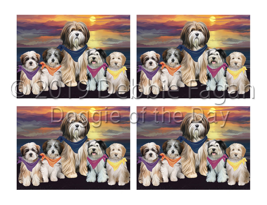 Family Sunset Portrait Tibetan Terrier Dogs Placemat