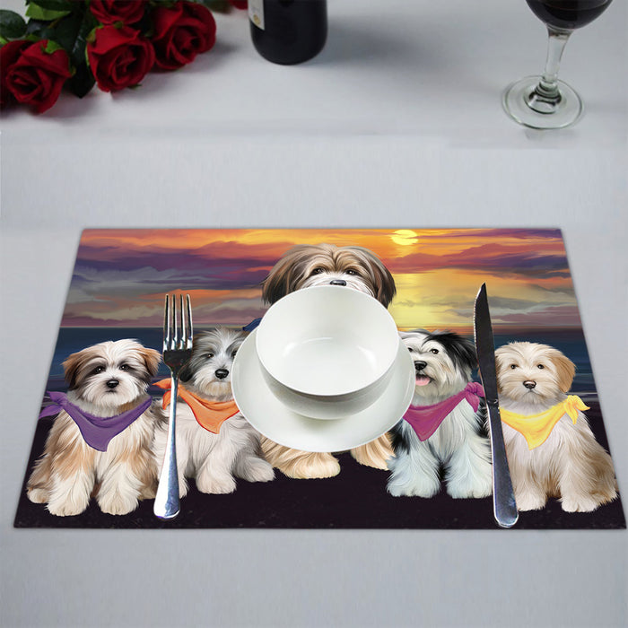 Family Sunset Portrait Tibetan Terrier Dogs Placemat
