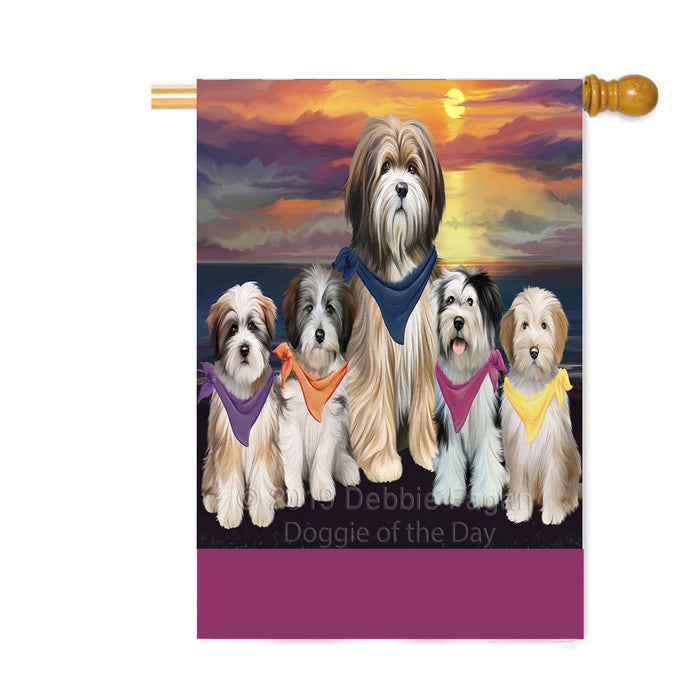 Personalized Family Sunset Portrait Tibetan Terrier Dogs Custom House Flag FLG-DOTD-A60693