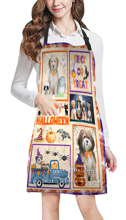 Happy Halloween Trick or Treat Tibetan Terrier Dogs Cooking Kitchen Adjustable Apron Apron49367