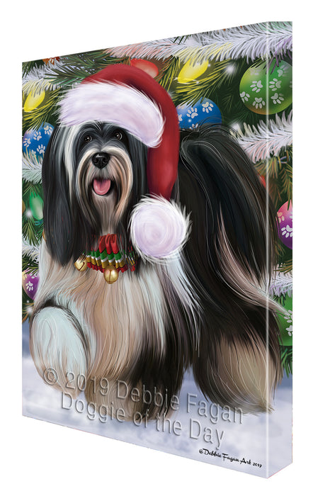 Chistmas Trotting in the Snow Tibetan Terrier Dog Canvas Wall Art - Premium Quality Ready to Hang Room Decor Wall Art Canvas - Unique Animal Printed Digital Painting for Decoration CVS688