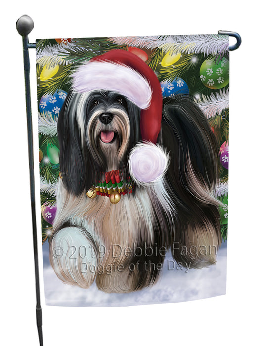 Chistmas Trotting in the Snow Tibetan Terrier Dog Garden Flags Outdoor Decor for Homes and Gardens Double Sided Garden Yard Spring Decorative Vertical Home Flags Garden Porch Lawn Flag for Decorations GFLG68526