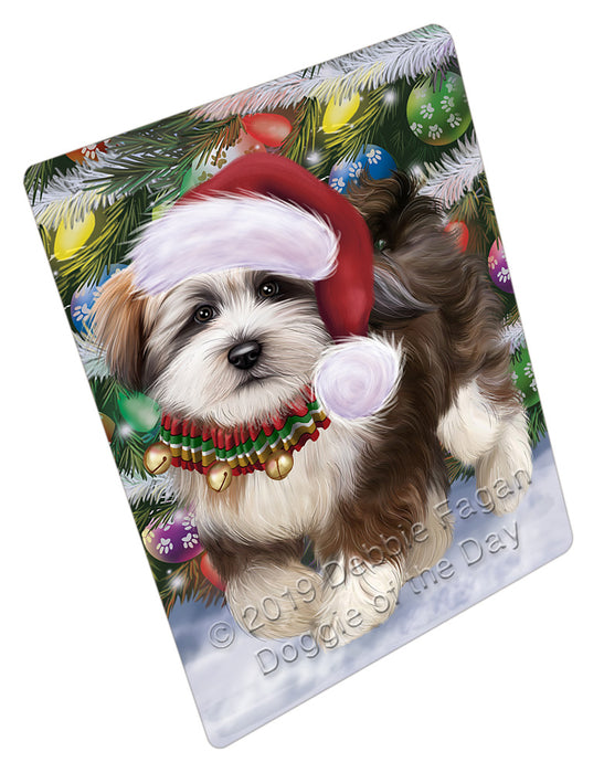 Chistmas Trotting in the Snow Tibetan Terrier Dog Cutting Board - For Kitchen - Scratch & Stain Resistant - Designed To Stay In Place - Easy To Clean By Hand - Perfect for Chopping Meats, Vegetables, CA84024