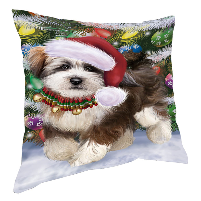 Chistmas Trotting in the Snow Tibetan Terrier Dog Pillow with Top Quality High-Resolution Images - Ultra Soft Pet Pillows for Sleeping - Reversible & Comfort - Ideal Gift for Dog Lover - Cushion for Sofa Couch Bed - 100% Polyester, PILA93931