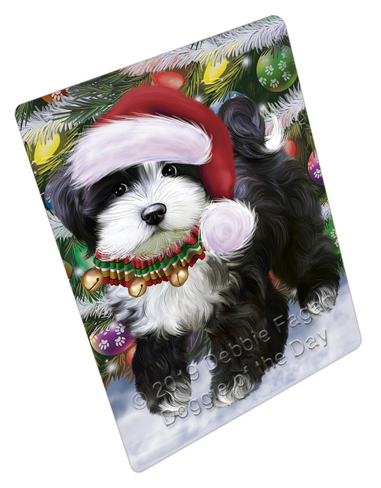 Chistmas Trotting in the Snow Tibetan Terrier Dog Cutting Board - For Kitchen - Scratch & Stain Resistant - Designed To Stay In Place - Easy To Clean By Hand - Perfect for Chopping Meats, Vegetables, CA84026