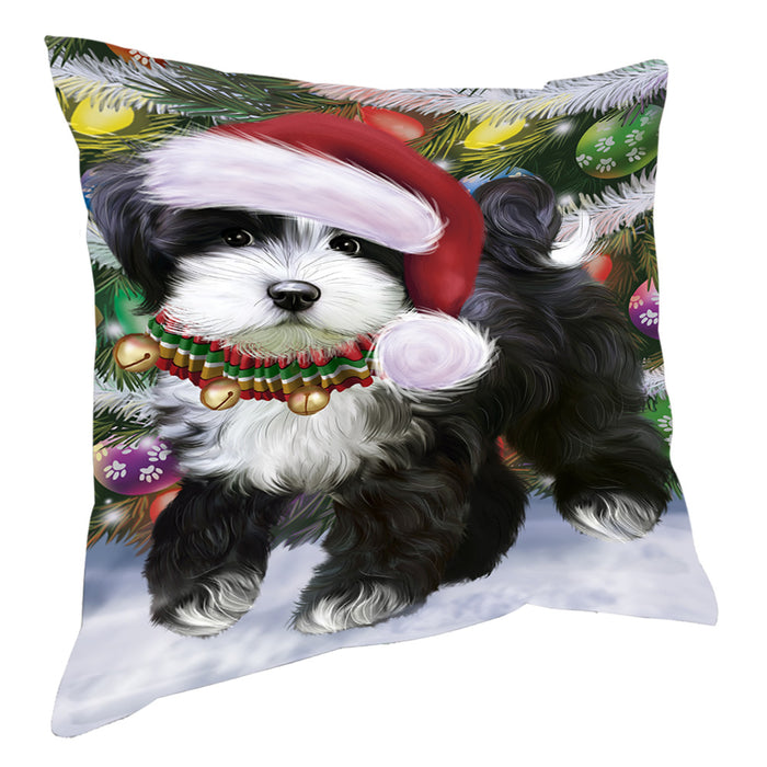 Chistmas Trotting in the Snow Tibetan Terrier Dog Pillow with Top Quality High-Resolution Images - Ultra Soft Pet Pillows for Sleeping - Reversible & Comfort - Ideal Gift for Dog Lover - Cushion for Sofa Couch Bed - 100% Polyester, PILA93934