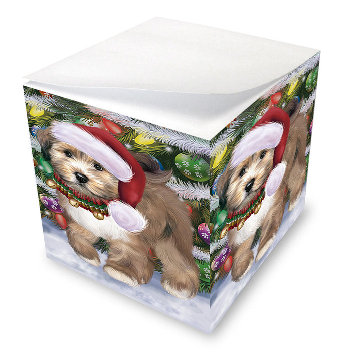 Chistmas Trotting in the Snow Tibetan Terrier Dog Note Cube NOC-DOTD-A57729