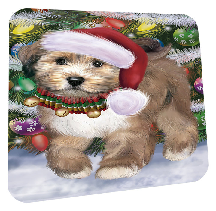 Chistmas Trotting in the Snow Tibetan Terrier Dog Coasters Set of 4 CSTA58690