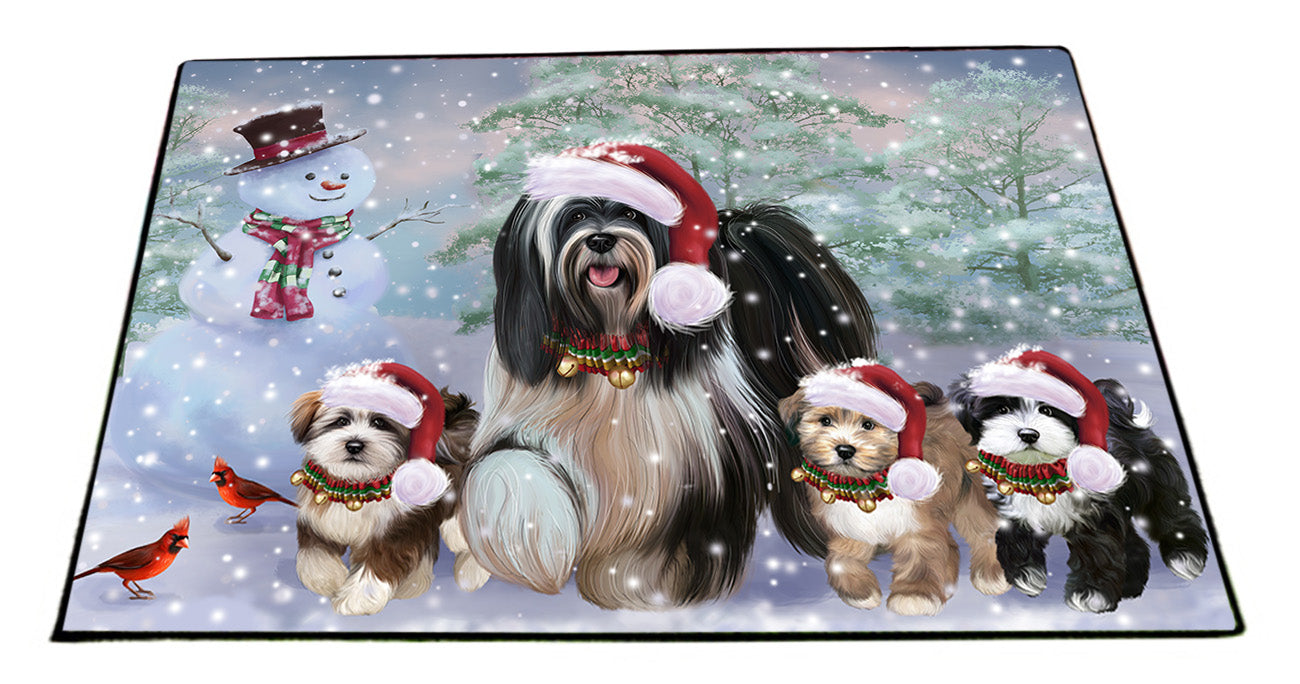 Christmas Running Family Tibetan Terrier Dogs Floormat FLMS56056