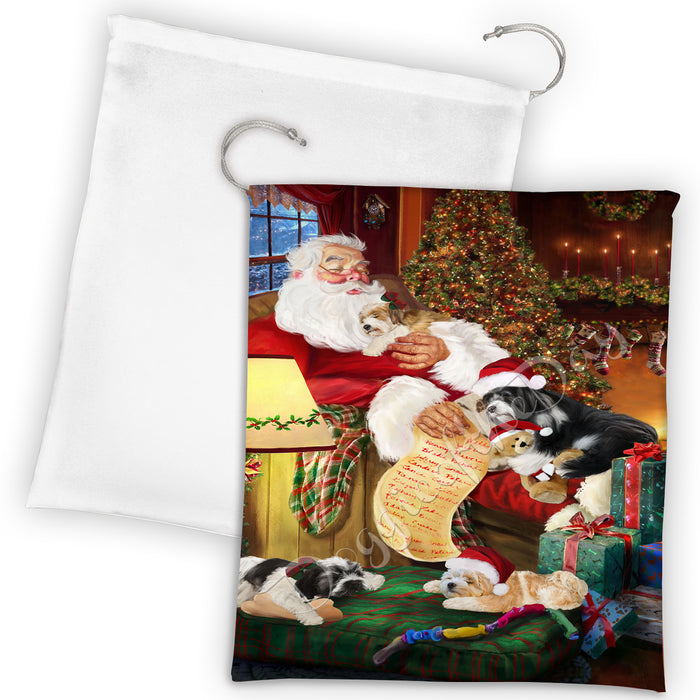 Santa Sleeping with Treeing Walker Coonhound Dogs Drawstring Laundry or Gift Bag LGB48858