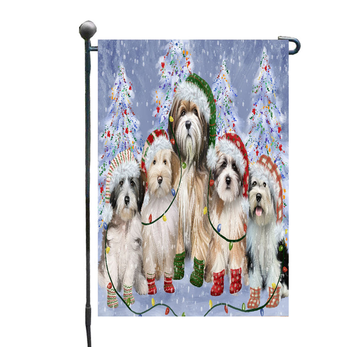 Christmas Lights and Tibetan Terrier Dogs Garden Flags- Outdoor Double Sided Garden Yard Porch Lawn Spring Decorative Vertical Home Flags 12 1/2"w x 18"h
