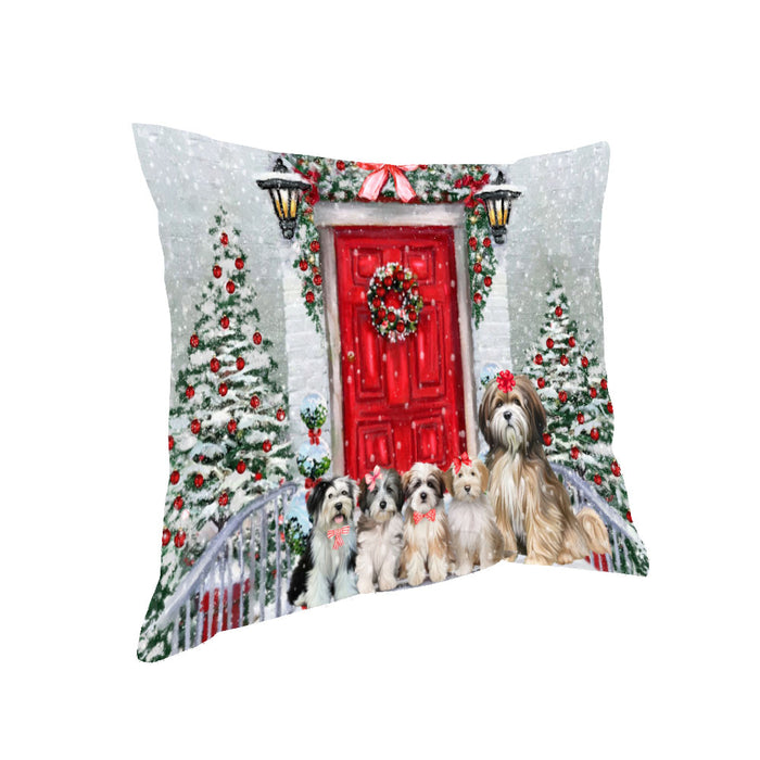 Christmas Holiday Welcome Tibetan Terrier Dogs Pillow with Top Quality High-Resolution Images - Ultra Soft Pet Pillows for Sleeping - Reversible & Comfort - Ideal Gift for Dog Lover - Cushion for Sofa Couch Bed - 100% Polyester
