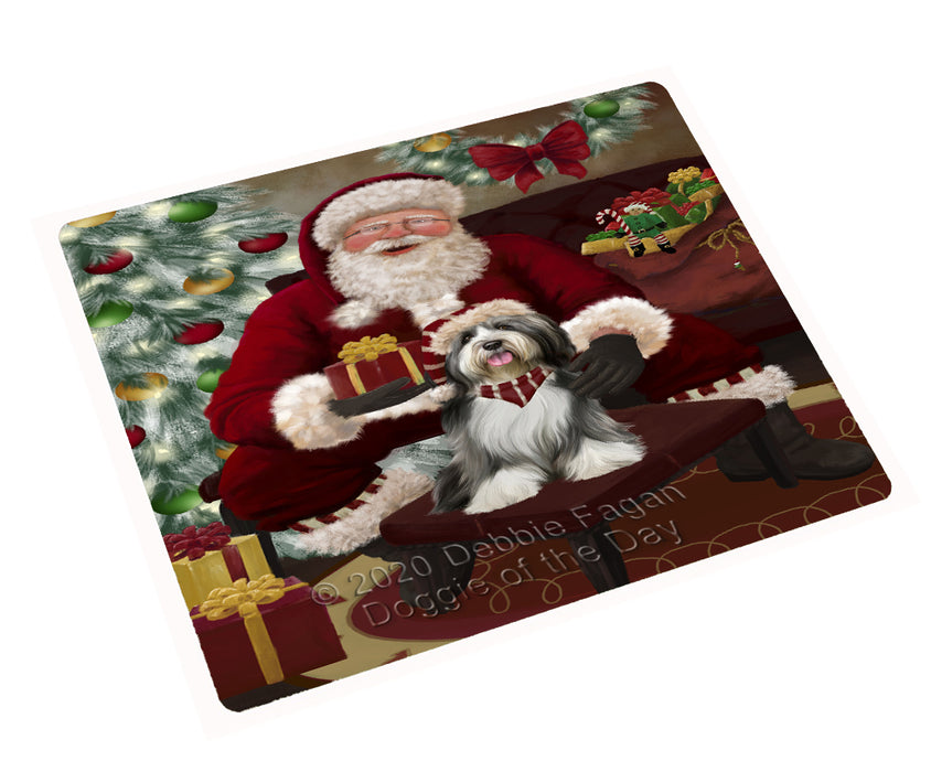 Santa's Christmas Surprise Tibetan Terrier Dog Cutting Board - Easy Grip Non-Slip Dishwasher Safe Chopping Board Vegetables C78775