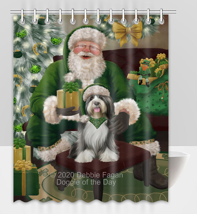 Christmas Irish Santa with Gift and Tibetan Terrier Dog Shower Curtain Bathroom Accessories Decor Bath Tub Screens SC186
