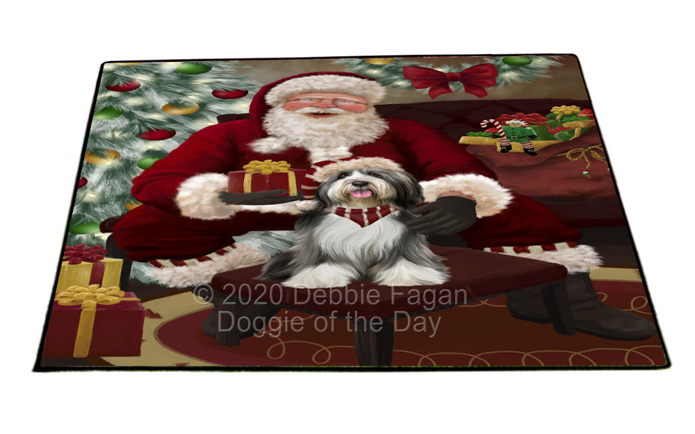Santa's Christmas Surprise Tibetan Terrier Dog Indoor/Outdoor Welcome Floormat - Premium Quality Washable Anti-Slip Doormat Rug FLMS57595