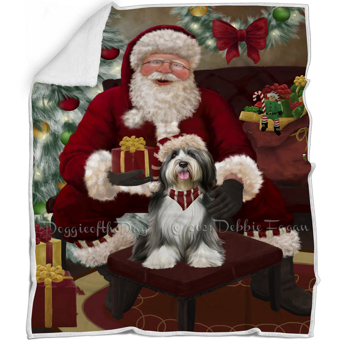 Santa's Christmas Surprise Tibetan Terrier Dog Blanket BLNKT142458