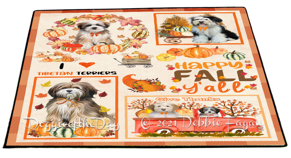 Happy Fall Y'all Pumpkin Tibetan Terrier Dogs Indoor/Outdoor Welcome Floormat - Premium Quality Washable Anti-Slip Doormat Rug FLMS58777