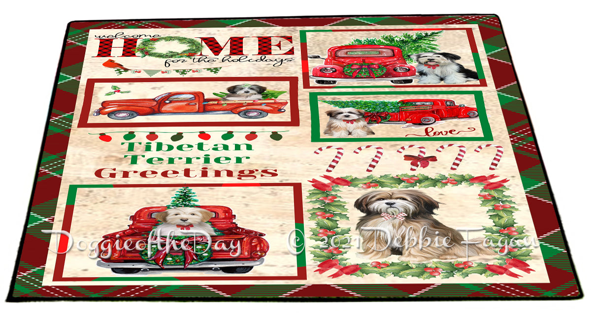 Welcome Home for Christmas Holidays Tibetan Terrier Dogs Indoor/Outdoor Welcome Floormat - Premium Quality Washable Anti-Slip Doormat Rug FLMS57913