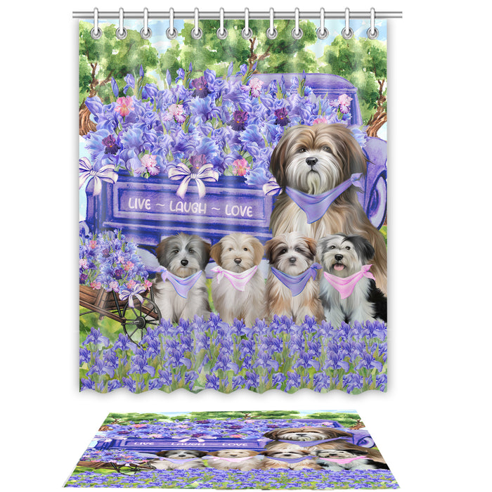 Tibetan Terrier Shower Curtain & Bath Mat Set - Explore a Variety of Personalized Designs - Custom Rug and Curtains with hooks for Bathroom Decor - Pet and Dog Lovers Gift