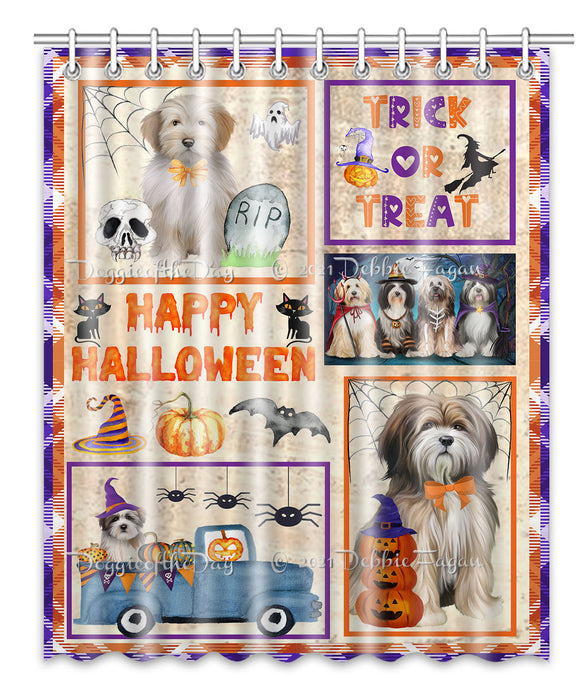 Happy Halloween Trick or Treat Tibetan Terrier Dogs Shower Curtain Bathroom Accessories Decor Bath Tub Screens