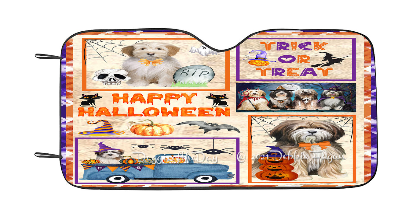 Happy Halloween Trick or Treat Tibetan Terrier Dogs Car Sun Shade Cover Curtain