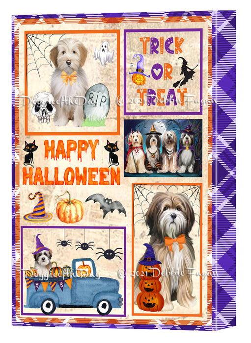 Happy Halloween Trick or Treat Tibetan Terrier Dogs Canvas Wall Art Decor - Premium Quality Canvas Wall Art for Living Room Bedroom Home Office Decor Ready to Hang CVS150938