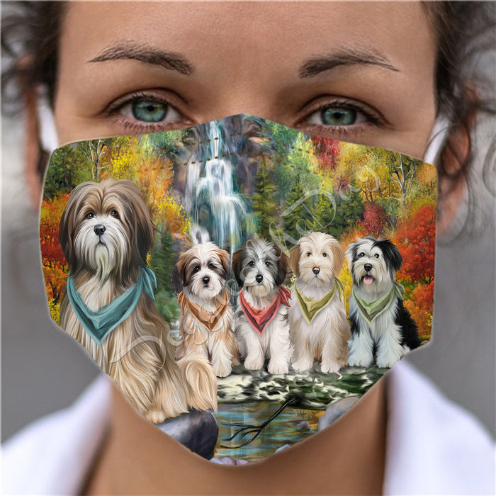 Scenic Waterfall Tibetan Terrier Dogs Face Mask FM49347