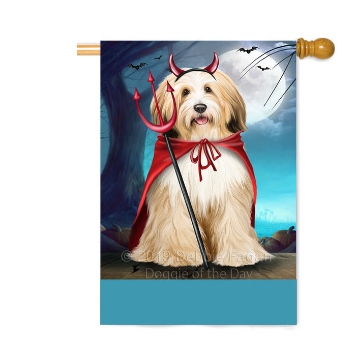 Personalized Happy Halloween Trick or Treat Tibetan Terrier Dog Devil Custom House Flag FLG64181