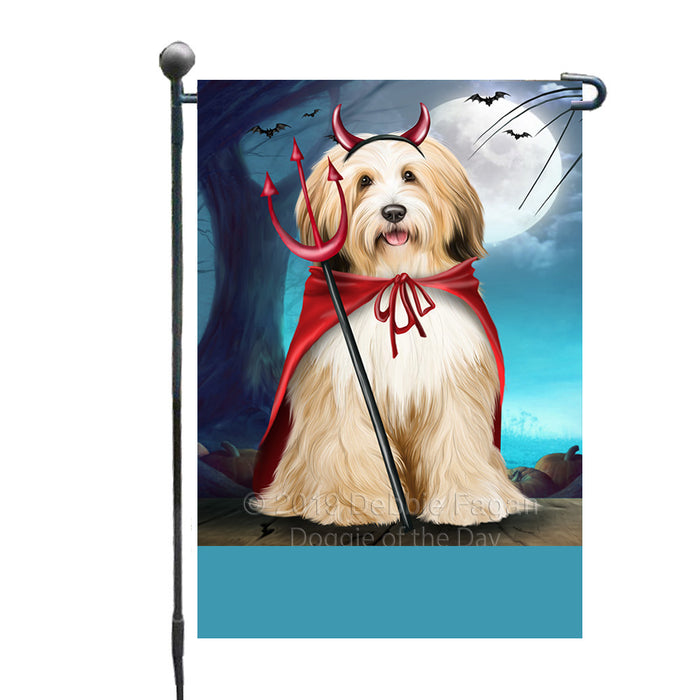 Personalized Happy Halloween Trick or Treat Tibetan Terrier Dog Devil Custom Garden Flag GFLG64490