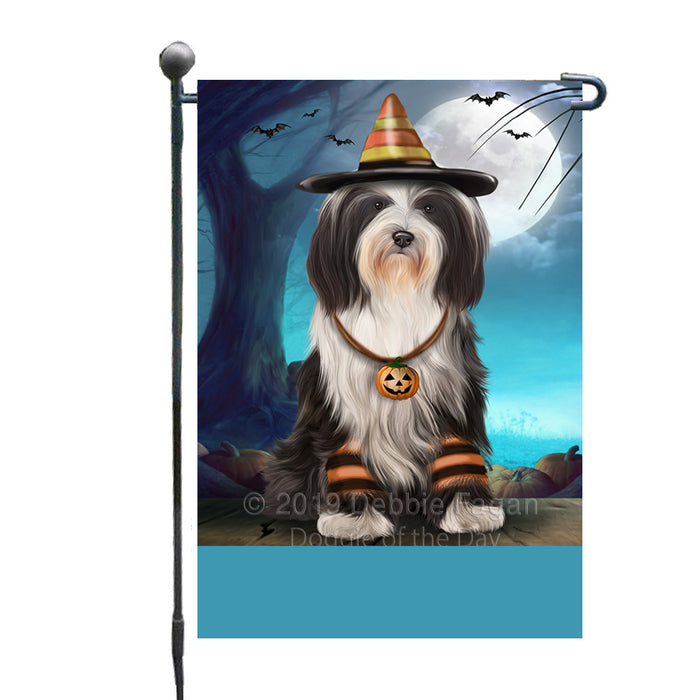 Personalized Happy Halloween Trick or Treat Tibetan Terrier Dog Candy Corn Custom Garden Flag GFLG64435