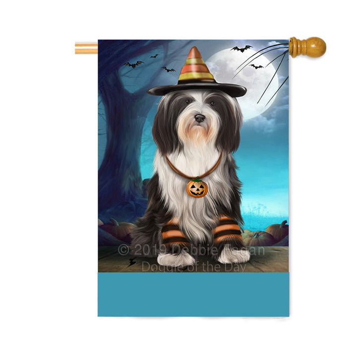 Personalized Happy Halloween Trick or Treat Tibetan Terrier Dog Candy Corn Custom House Flag FLG64126
