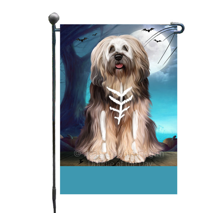 Personalized Happy Halloween Trick or Treat Tibetan Terrier Dog Skeleton Custom Garden Flag GFLG64545