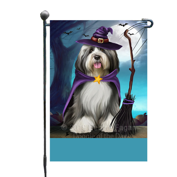 Personalized Happy Halloween Trick or Treat Tibetan Terrier Dog Witch Custom Garden Flag GFLG64600